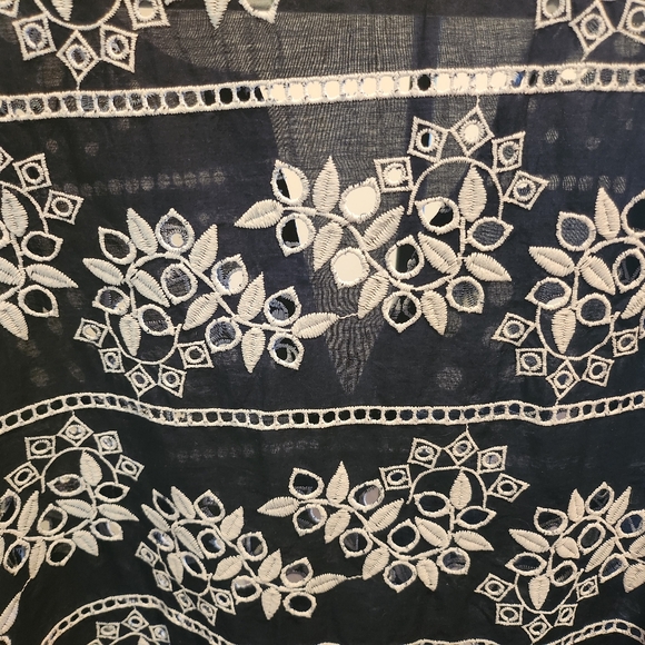 Chico's Navy and white blouse shirt top eyelet striped size 3/xl - Picture 6 of 10